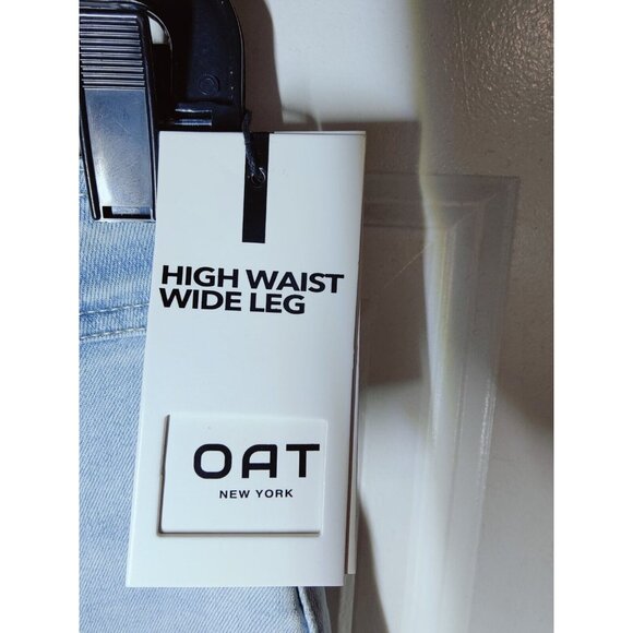 Oat New York High Waist Wide Leg Raw Hem Light Wash Jeans 12 (31x30) NWT - Picture 5 of 11